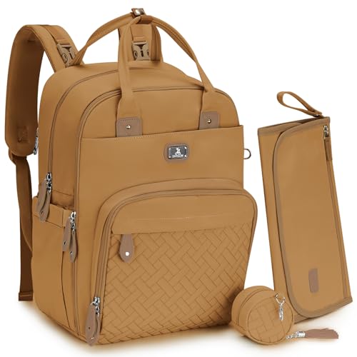 Dikaslon Mochila cambiadora para bebé, bolsa grande para mamá y papá con 19 bolsillos, espaciosas bolsas cambiadoras de pañales con alfombrilla, soporte para chupetes, correas para cochecito