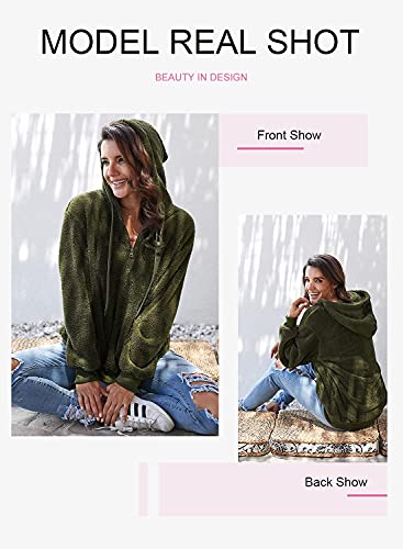 Dokotoo Womens Plus Size Hoodies Cozy Soft Warm Sweatshirts Casual Solid Fuzzy Sweatshirt Sherpa Pullovers Outerwear Fashion Hooded With Pockets Xx-Large A Green #TOP2