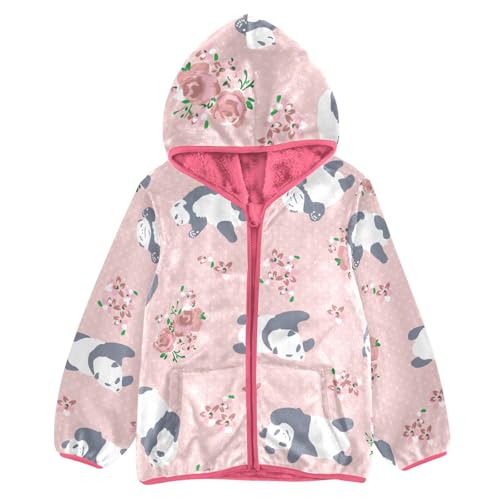 OTVEE Panda Animal Flowers Kids Hoodie Jacket Fall Spring Full Zip Warm Outwear Coat