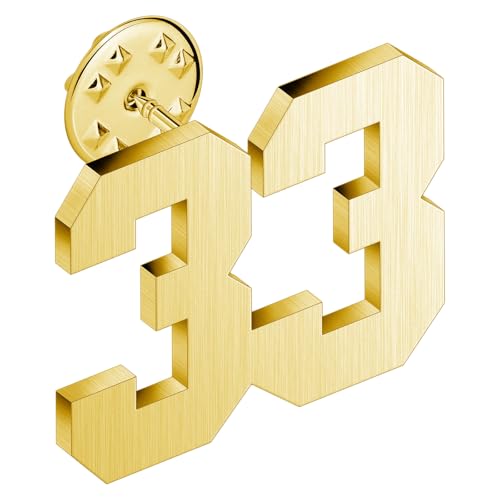AMITER Personalized 0-100 Number Lapel Pins, 18K Gold Brooch Pin Tie Tacks for Suits, Neckties, Hats, Men & Women