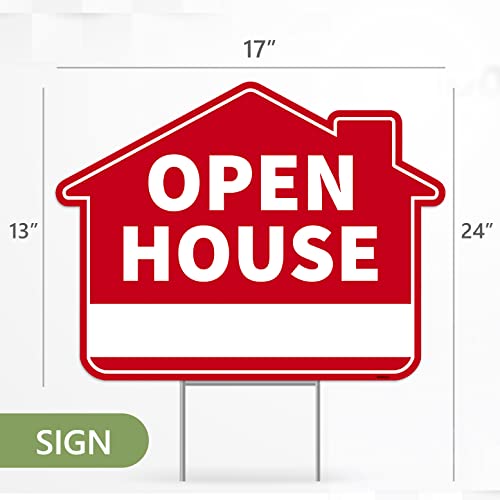 3PC Open House Sign with Stakes, 17 Inches by 13 Inches - Double Sided Signs - Corrugated Plastic - Real Estate Open House Directional Yard Signs - Image 4