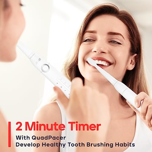 Seago Electric Toothbrush, Rechargeable Toothbrush for Adults Sensitive Teeth, 8 Brush Heads, 5 Modes with Teeth Whitening, Endurance 30 Days, Kids Electric Toothbrushes 6-12, SG-958(White) - 8