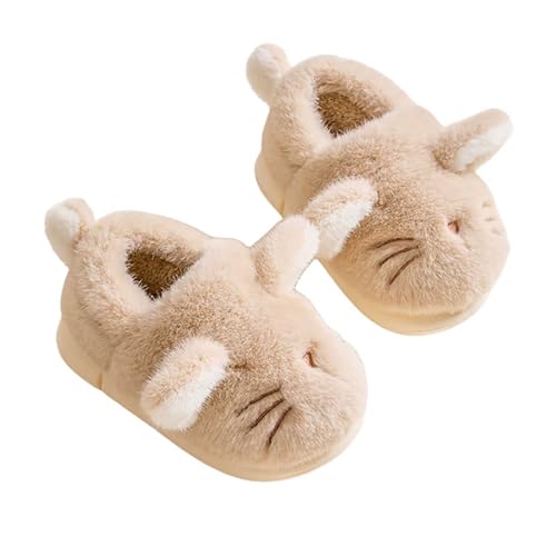 Generisch Zapatillas de estar por casa para niños de invierno, cálidas, suaves, mullidas, de felpa, lindas y antideslizantes, zapatillas de casa divertidas para interiores y exteriores, caqui, 25 EU