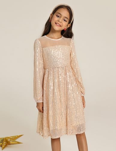 GRACE KARIN Girl Sequin Party Dress Formal Birthday Pageant Fancy Prom Mesh Dresses for Teen Girl 6-14Years2