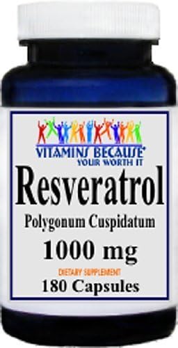 Resveratrol 1000mg, 180 Capsules - Heart/Cholesterol/Blood by VBYWI