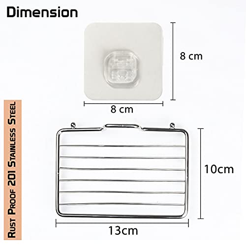 Image of HOKIPO Magic Sticker Series Self Adhesive Stainless Steel Soap Holder for Bathroom Wall - Pack of 1 (Model -AR3171)