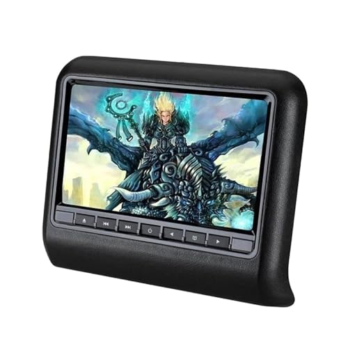 Monitor De Reposacabezas Automóvil 9 Pulgadas Entretenimiento For Asiento Trasero Reproductor Video DVD Pantalla AV Soporte USB SD FM 32 Juegos FáCil Instalación para Viajes(Black)