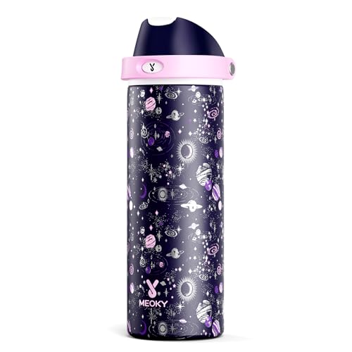 Image of 24 oz Insulated Water Bottle for Women: Meoky Stainless Steel Water Bottle with 2-in-1 Straw and Spout Lid - Leak Proof, Cold for 24 Hours, Fits in Car Cup Holder, BPA-Free for Sports Travel, Cosmic