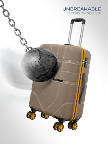 Image of Safari Broadway 8 Wheels 65cm Medium Size Trolley Bag, Hard Case Polypropylene, 360 Degree Wheeling Checkin Luggage for Men & Women, Suitcase for Travel, Trolley Bags for Travel, Fossil