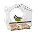 Produktbild Fenster Futterhäuschen für Vögel - 20 x 18 cm - Transparentes Vogelhäuschen mit Saugnäpfen und Sitzstange - Vogel Futterstation Futterhaus Futterstelle Futterspender zum Befestigen an Glasscheiben