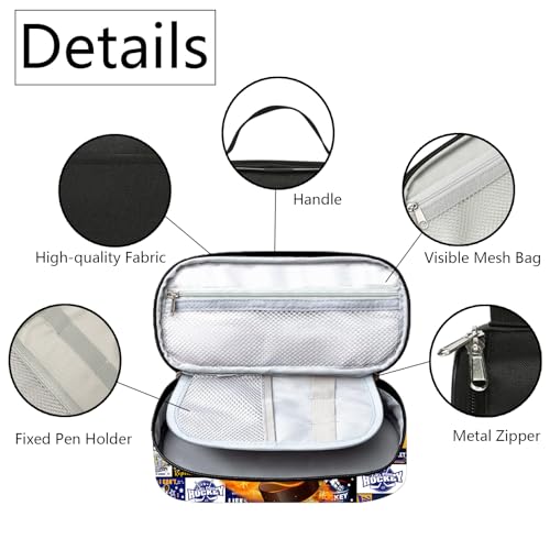 ROVOZAR Ice Hockey Ball Pencil Case for Boys Girls, Sport Pencil Box for Kids Ice Hockey Pen Bag, Large Ice Hockey Pencil Pouch with Zipper Compartments for Office School by ROVOZAR - Used condition - Image 3