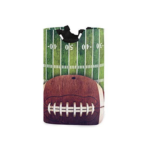 Image of Laundry Storage Basket Grunge American Football Field Laundry Hamper Collapsible Organizer for Kids Room Dirty Cloth Toy Dorm Bag with Handle