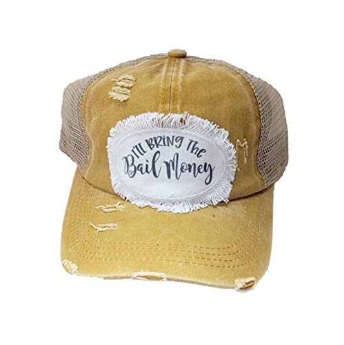 I'll Bring The Hats, I'll Bring The Alcohol, Girl's Trip, Bachelorette Party, Girlfriend Gift, Distressed Criss Cross Ponytail Cap (Navy) #TOP13