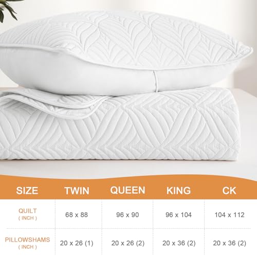 Whale Flotilla Elegant Extra Soft Quilt King Size, 3-Piece Lightweight Modern Geometric King Quilt Bedding Sets Bedspread Coverlet for All Seasons, White by Whale Flotilla - Image 4