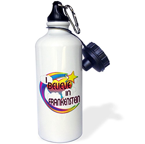 3dRose Frankenstein Cute Believer Design-Sports Water Bottle, 21oz , Multicolored