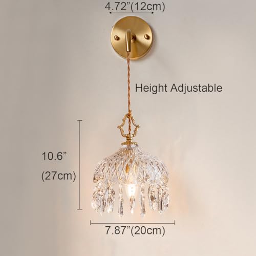 Dweihdv DWE-112 Crystal Wall Sconces Gold Sconces Wall Lighting With Glass Shade Crystal Raindrop Vintage Wall Light Fixtures thumb #1