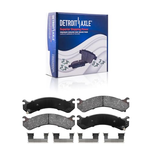 Image of Detroit Axle - Rear Brake Kit for 01-06 Chevrolet GMC Sierra Silverado 3500 | 07-10 Silverado 3500HD Sierra 3500HD Drilled Slotted Brake Rotors Copper-Free Ceramic Brake Pads : 12.80 inch inch Rear Rotors