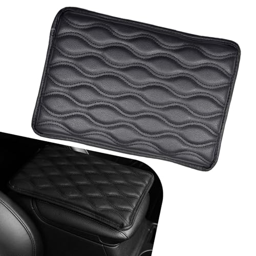 Ferianl Car Center Console Cover, 11.57 x 8.19IN Leather Armrest Seat Box Cover Pad, Comfortable Waterproof Arm Rest Cover Protector, Car Interior Accessories, Universal for SUV, Truck (Black)