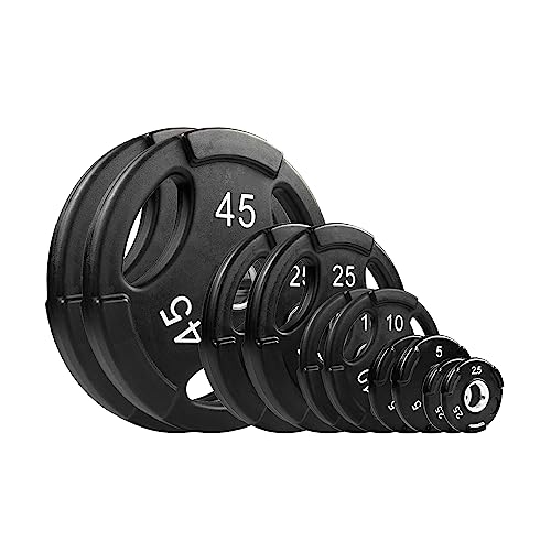 NEXO Commercial Urethane Grip 175lb Plate Set - Includes 2x 45's, 25's, 10's, 5's, and 2.5's - Olympic Standard 2 Inch, Premium Finish for Weight Training Home Gym or Commercial