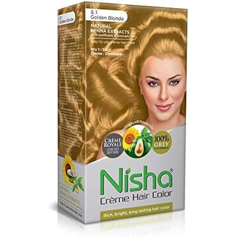 Nisha cream hair color Fashion Highlights And Rich Bright Long-Lasting Colour Golden Blonde (pack of 1) Cover