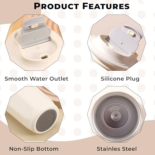 Image of Kraptick Vacuum Insulated Coffee Cup, 316 Food Grade Steel Portable Thermal Coffee Mug, Double Wall Insulated Cup With Large Capacity Designed for Hot and Cold Bevrages-(White)(450ml)