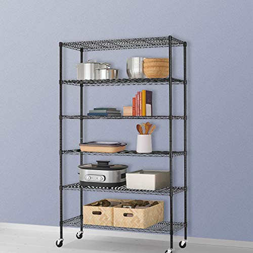 image for BestOffice Commercial Wire Shelving Unit Metal Shelf Casters Adjustabl