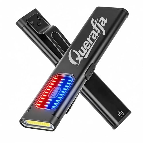 COB Flashlights Bright Rechargeable Mini Flashlight 670 Lumens Pocket Flashlight with Magnetic Base and Clip, Dual Light Source with Red & Blue Strobe, Aluminum Alloy EDC Torch Light IPX4