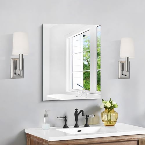 CILIBER Frameless Mirror, 18x24 Inch Bathroom Mirrors for Wall, Rectangle Bathroom Vanity Mirrors...