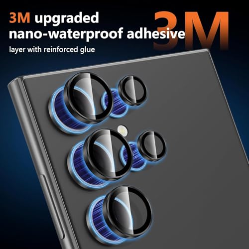 Image of Premium Camera Lens Protector Compatible For Samsung Galaxy S24 Ultra 5G (Black) Camera Lens Protector - 9H Tempered Glass, Military-Grade Anti-Scratch, Case-Friendly, Easy Install Frame