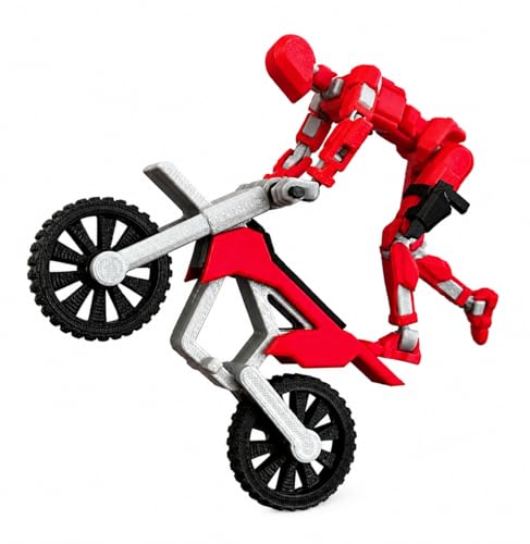 Image of ONNGEO Red Rider Dummy 13 Robot Action Figure with Weapons, Brown and Black, 5.25 Inch, Articulated Joints, Plastic, Modern Robot Theme (Motorcycle)