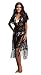 Produktbild Jusfitsu Damen Sommer Spitzen Bluse Tops Strand Badeanzug Bedecken Pareos Kimono Cardigan Strandkleid Schwarz XL