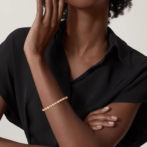 14K Gold Plated Tennis Bracelet for Women – Classic CZ Link Design, Fits 6.0"–7.2" Wrists – Stylish Sparkling Jewelry Gift, Timeless Tennis Bracelets for Women4