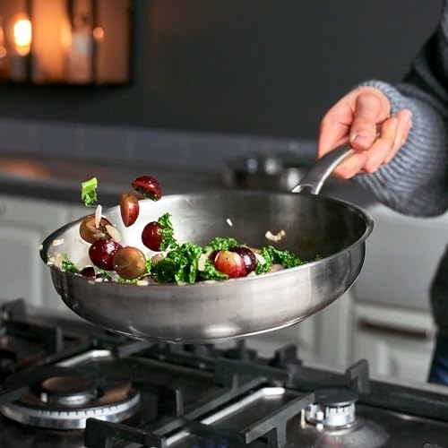 20cm Stainless Steel Frying Pan with Lid and Ergonomic Full-Stainless Steel Handle - Suitable for All Common Stove Types, Including Induction - Image 5