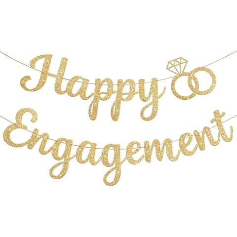 Happy Engagement Banner, Engagement Party Decorations, Engagement Party Banner for Engagement Decorations, Engaged Banner Sign for proposal Wedding Decor Bridal Shower Bachelorette Party Decorations Cover