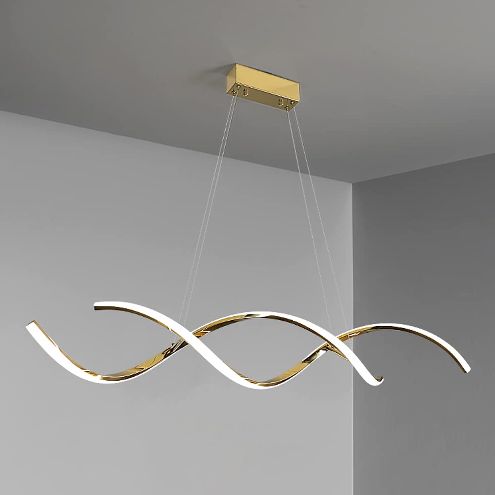 POKHDYE nowoczesna, elegancka oprawa oświetleniowa LED ze stali nierdzewnej w stylu spiralnym, do jadalni, kuchni, centralnej wyspy, korytarza lub baru, biała 6000 K, regulowana wysokość