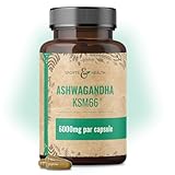 Ashwagandha KSM 66 Gélules – Ultra hautement dosé 6 000 mg par gélule – Extrait pur sans additifs – 100 gélules d’Ashwagandha – KSM66 Withanolides