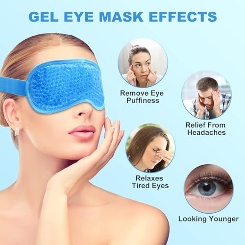 2 Pack Ice Gel Eye Mask Reduce Dark Circles, Reusable Cold Hot Gel Eye Mask, Plush Fabric Comfortable and Soft, Suitable for Women Eye SPA, Ice Eye Mask for Stress Relief, Beauty Care
