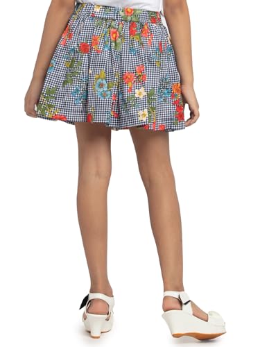 Image of Under Fourteen Girls 100% Cotton Printed Poplin 0 Skirt | Skirt for Girls | Woven | 14-15 Yrs(Navy Chek)