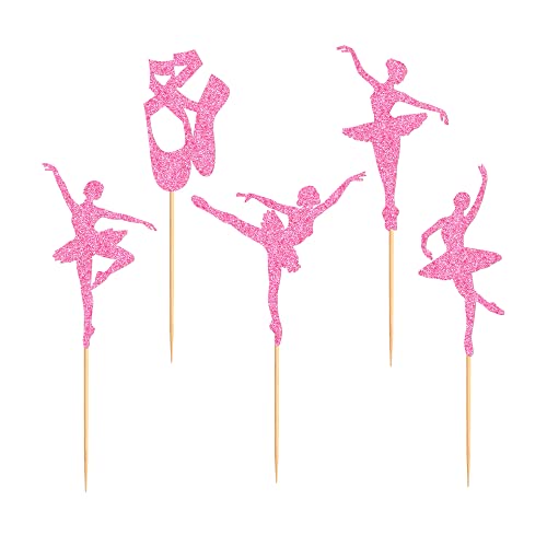 Ercadio 30 Pack Ballerina Tutu Cupcake Toppers Pink Glitter Ballet Girl Cupcake Toppers Ballet Slipper Cupcake Picks For Ballerina Theme Baby Shower Birthday Party Cake Decoration Supplies #TOP6