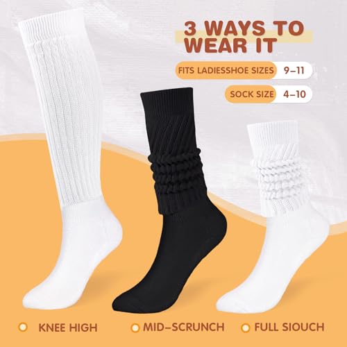 Image of Buauty Slouch Socks for Women, Soft Extra Long Chunky Scrunch Knee High Sock Winter Knit Slouchy Socks Leg Warmmers