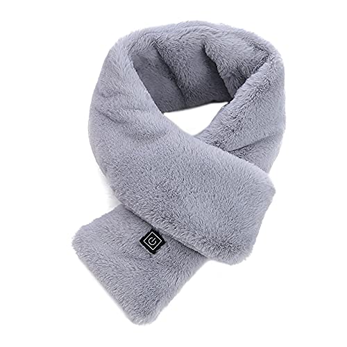 OSDFFI Écharpe chauffante USB avec 3 niveaux de chauffage, écharpe d'hiver chaude et douce pour homme et femme, rechargeable, gris foncé Cover