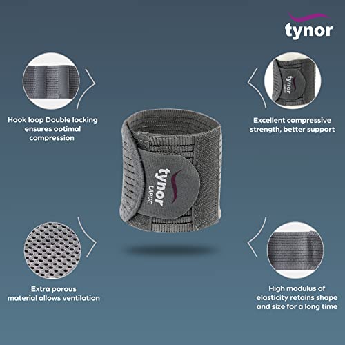 Image of TYNOR Wrist Brace with Double Lock, Grey, Medium, 1 Unit