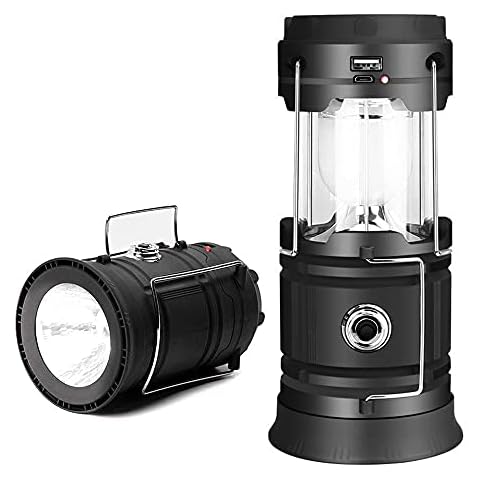 YZOTEK Portable Solar Camping Lantern Flashlights - Collapsible USB Rechargeable Tent Lamp, Night Emergency LED Lighting with 2 Power Supply Modes Support Charging for Phone(1 Pack) Cover