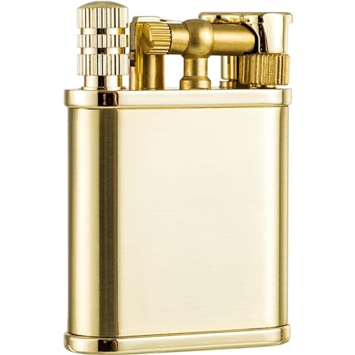 Briquet à kérosène Vintage Briquet à Allumette permanente Briquet à tranchée Flamme Douce Antique Briquet à kérosène à Bascule avec Allumette permanente Cadeau de Fumer Unisexe(Gold)