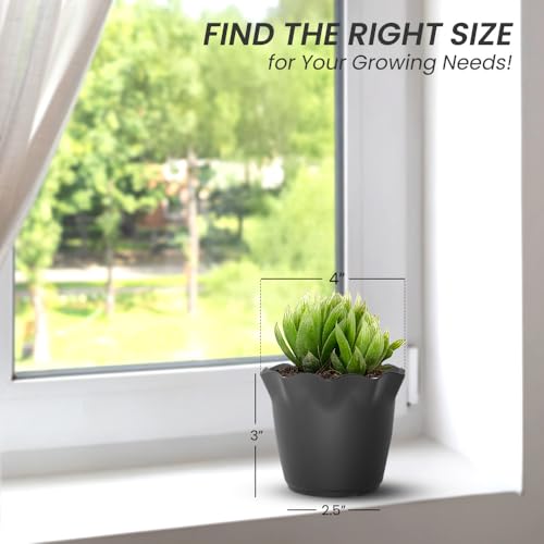 Image of YUCCABE ITALIA SHERA Flower Plastic Flower Pot Unbreakable Round Shape Planter with Drainage Holes Planter Suitable for Home Garden Seedling Indoor and Outdoor (Grey, 4 INCH - 12 Pcs)