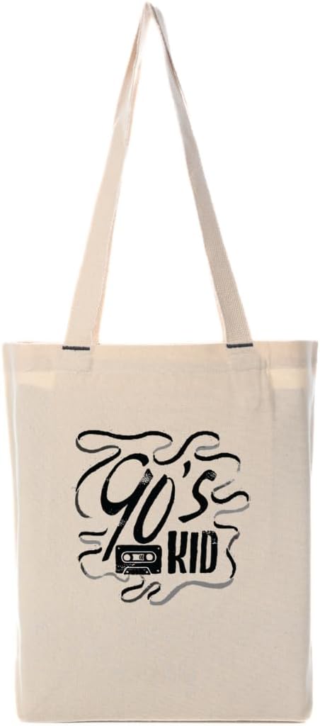 Amazon Brand- Eono, 100% Cotton Cloth Bag,Reusable Tote Bags,Shopping Bag For Grocery, Vegetable Bag For Shopping, Aesthetic Carry Bag, Aesthetic Bags For College, Folding Bag - Style2