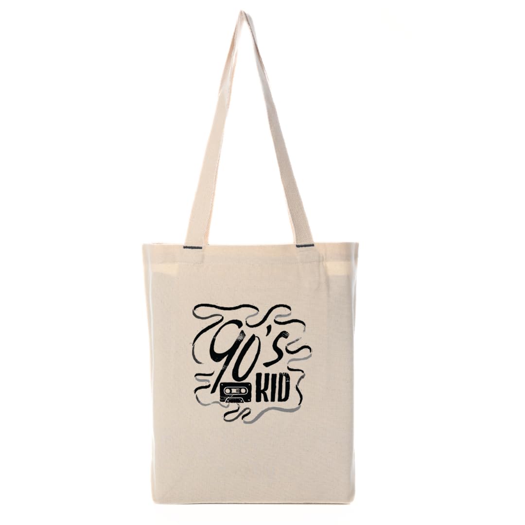 Amazon Brand- Eono, 100% Cotton Cloth Bag,Reusable Tote Bags,Shopping Bag For Grocery, Vegetable Bag For Shopping, Aesthetic Carry Bag, Aesthetic Bags For College, Folding Bag - Style2