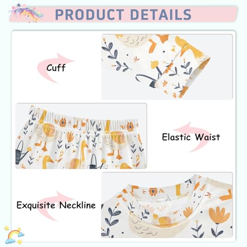 ALAZA Goose Flower Floral Cartoon Pajamas Long Sleeve Sleepwear 2-Piece Pajama Set4