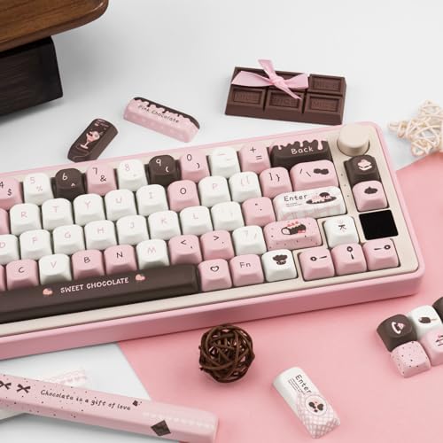 Image of PBT Keycaps Strawberry Chocolate Pink Cute Key Cap for Cherry MX