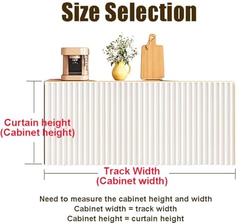 Waterproof Under Sink Cabinet Curtain, Easy Install Dustproof Shelf Cover with Self-Adhesive Slide Rail, Home Storage Solution, Beige (40cm Track x 70cm Height)